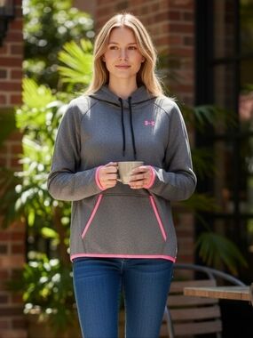 Under Armour Gray & Pink Storm Fleece Hoodie L